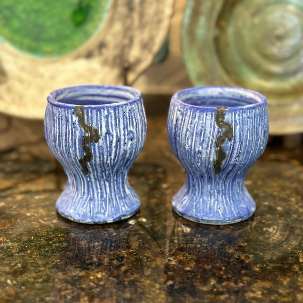 McCarty Pottery Cobalt Wine Goblets (2)
